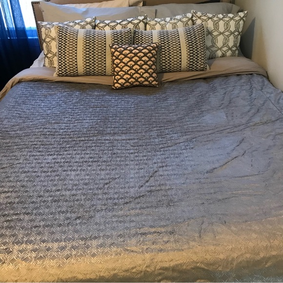 West Elm Silver Velvet Luster Metallic Ogee Duvet Cover - Picture 8 of 14